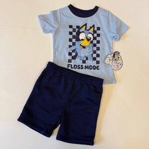 Disney Bluey Baby T-Shirt and Short Set Size 18 and 24 Months Blue NWT